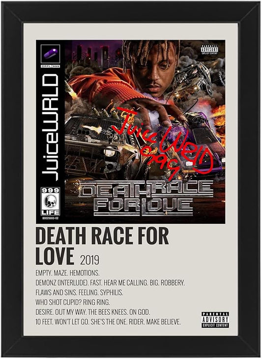 AllStarMedia A Death Race for Love by Juice WRLD Music Poster with Printed Autographs