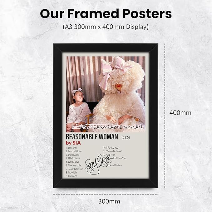 Sia - Reasonable Woman Signed Poster Print- Limited Edition Autograph Fan Gift – Collectible Memorabilia Merchandise