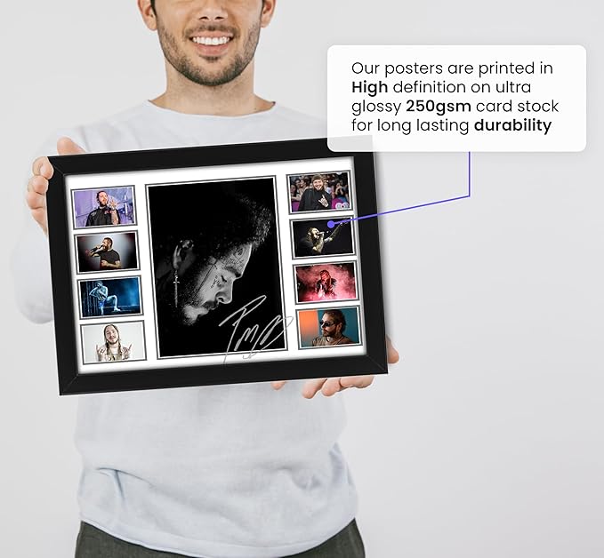 AllStarMedia Post Malone Signed Print Poster - Limited Edition Wall Art for Fans