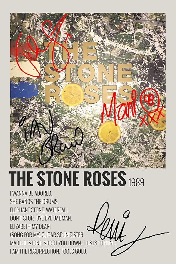 The Stone Roses Album Cover Signed Poster, Autographed Print Display, Fan Merchandise Gift, Collectable/Memoribilia Wall Art, The Stone Roses Enthusiast