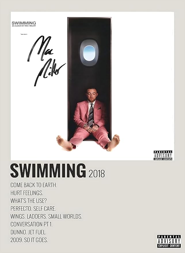AllStarMedia Mac Miller Swimming Studio Album Music Poster with Autograph Print