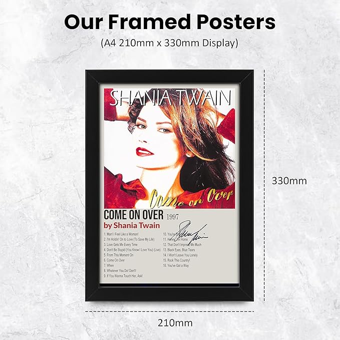Shania Twain Come On Over Signed Poster Print- Limited Edition Autograph Fan Gift – Collectible Memorabilia Merchandise