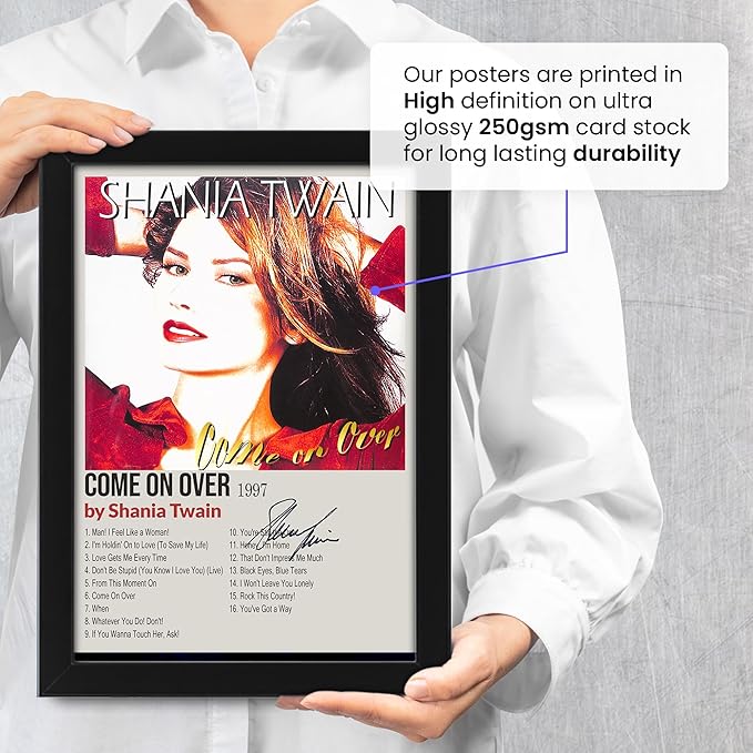 Shania Twain Come On Over Signed Poster Print- Limited Edition Autograph Fan Gift – Collectible Memorabilia Merchandise
