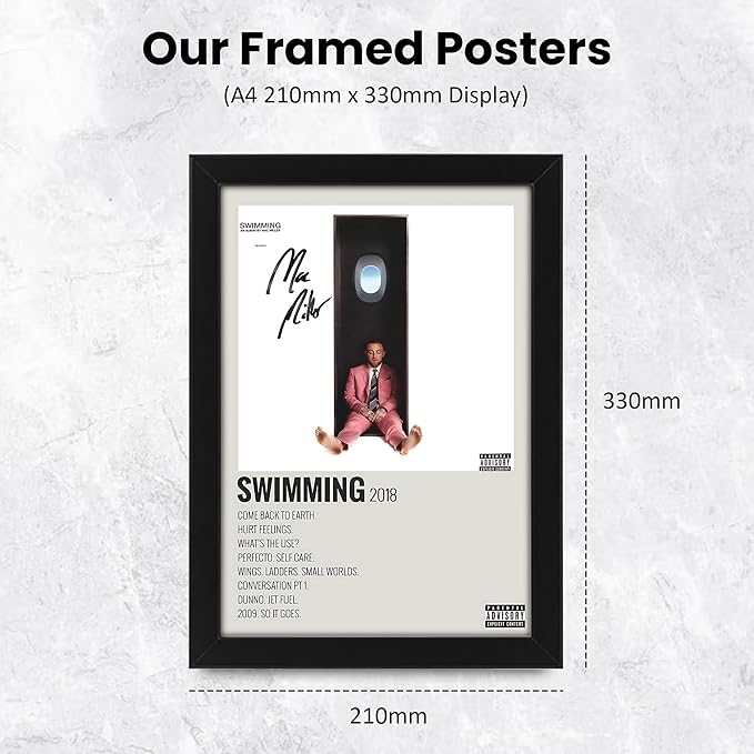 AllStarMedia Mac Miller Swimming Studio Album Music Poster with Autograph Print