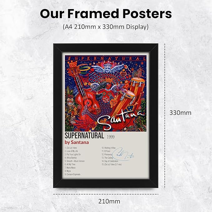 Santana - Supernatural Album Signed Poster Print- Limited Edition Autograph Fan Gift – Collectible Memorabilia Merchandise
