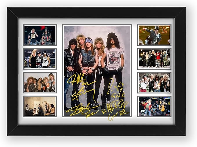 AllStarMedia Guns N Roses Musical Band Signed Print Poster, Limited Edition Music Memorabilia, Gift for Fans, Collage Artwork