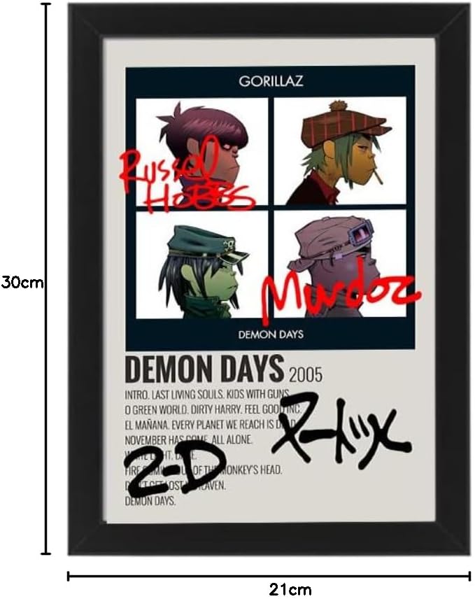 Demon Days by Gorillaz Album Song Cover Signed Poster - Autographed Print Display, Fan Merchandise Gift
