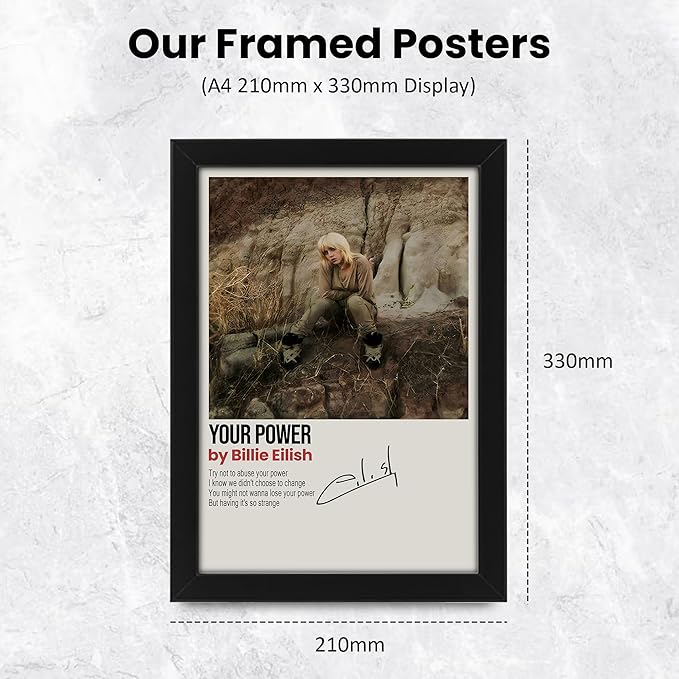 Billie Eilish Your Power Song Signed Poster Print- Limited Edition Autograph Fan Gift – Collectible Memorabilia Merchandise