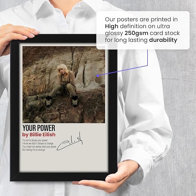 Billie Eilish Your Power Song Signed Poster Print- Limited Edition Autograph Fan Gift – Collectible Memorabilia Merchandise