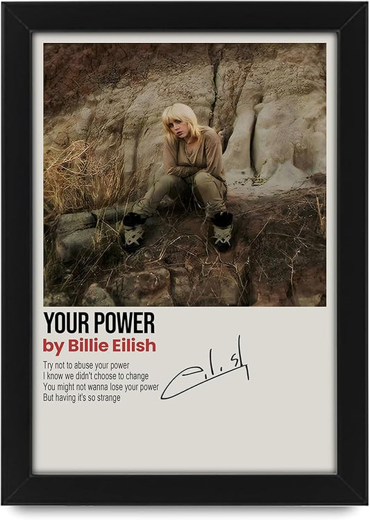 Billie Eilish Your Power Song Signed Poster Print- Limited Edition Autograph Fan Gift – Collectible Memorabilia Merchandise
