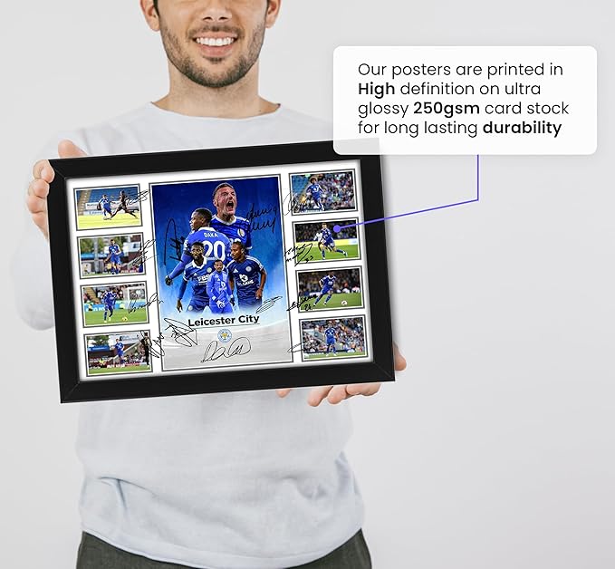 Leicester City FC 2024-25 Team Merchandise Signed Poster Print- Limited Edition Autograph Football Fan Gift – Collectible Memorabilia, Premier League Season