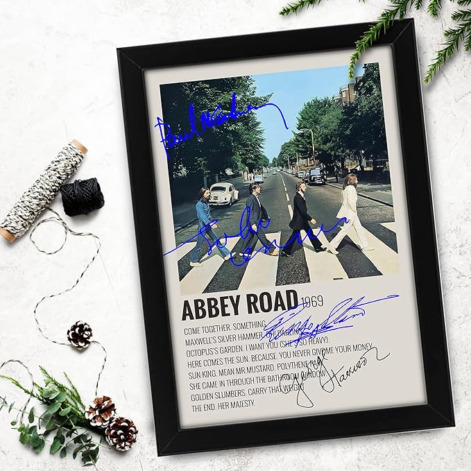 Beatles Abbey Road Poster Autographed Album Cover Signed Poster - Wall Art Print Display, Fan Merchandise Gift, Decor for Studio, Office, Home