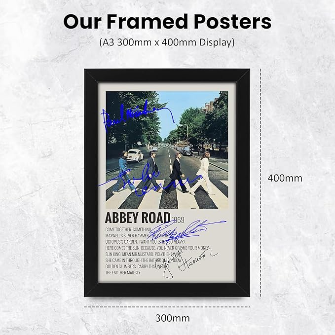 Beatles Abbey Road Poster Autographed Album Cover Signed Poster - Wall Art Print Display, Fan Merchandise Gift, Decor for Studio, Office, Home