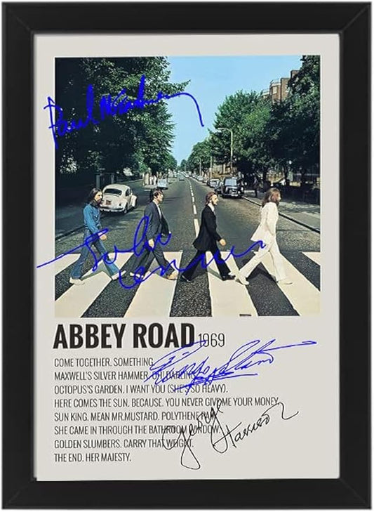 Beatles Abbey Road Poster Autographed Album Cover Signed Poster - Wall Art Print Display, Fan Merchandise Gift, Decor for Studio, Office, Home