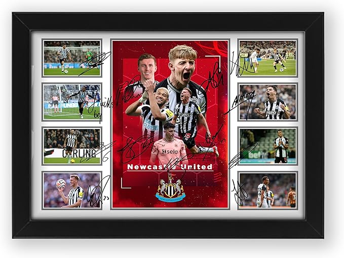 Newcastle Unite FC 2024-25 Team Merchandise Signed Poster Print- Limited Edition Autograph Football Fan Gift – Collectible Memorabilia, Premier League Season