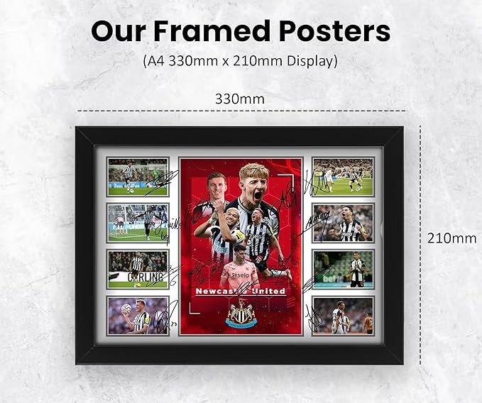 Newcastle Unite FC 2024-25 Team Merchandise Signed Poster Print- Limited Edition Autograph Football Fan Gift – Collectible Memorabilia, Premier League Season