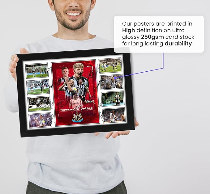 Newcastle Unite FC 2024-25 Team Merchandise Signed Poster Print- Limited Edition Autograph Football Fan Gift – Collectible Memorabilia, Premier League Season