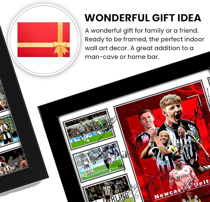 Newcastle Unite FC 2024-25 Team Merchandise Signed Poster Print- Limited Edition Autograph Football Fan Gift – Collectible Memorabilia, Premier League Season
