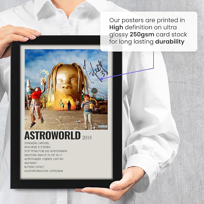 AllStarMedia Astroworld Studio Album by Travis Scott - Poster with Printed Autographs