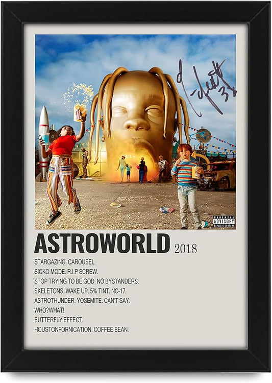 AllStarMedia Astroworld Studio Album by Travis Scott - Poster with Printed Autographs