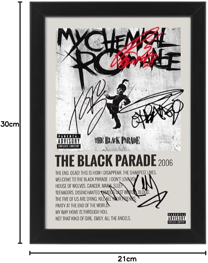 My Chemical Romance The Black Parade Album Cover Signed Poster - Autographed Print Display, Fan Merchandise Gift