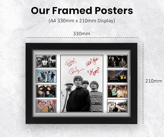 AllStarMedia The Stone Roses Autographed Collage Poster Print - Limited Edition Signed Gift for Fan