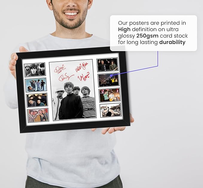 AllStarMedia The Stone Roses Autographed Collage Poster Print - Limited Edition Signed Gift for Fan