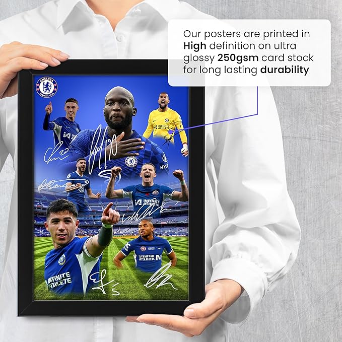 Chelsea Football Club 2024-25 Stars Merchandise Signed Poster Print- Limited Edition Autograph Football Fan Gift – Collectible Memorabilia, Premier League Season