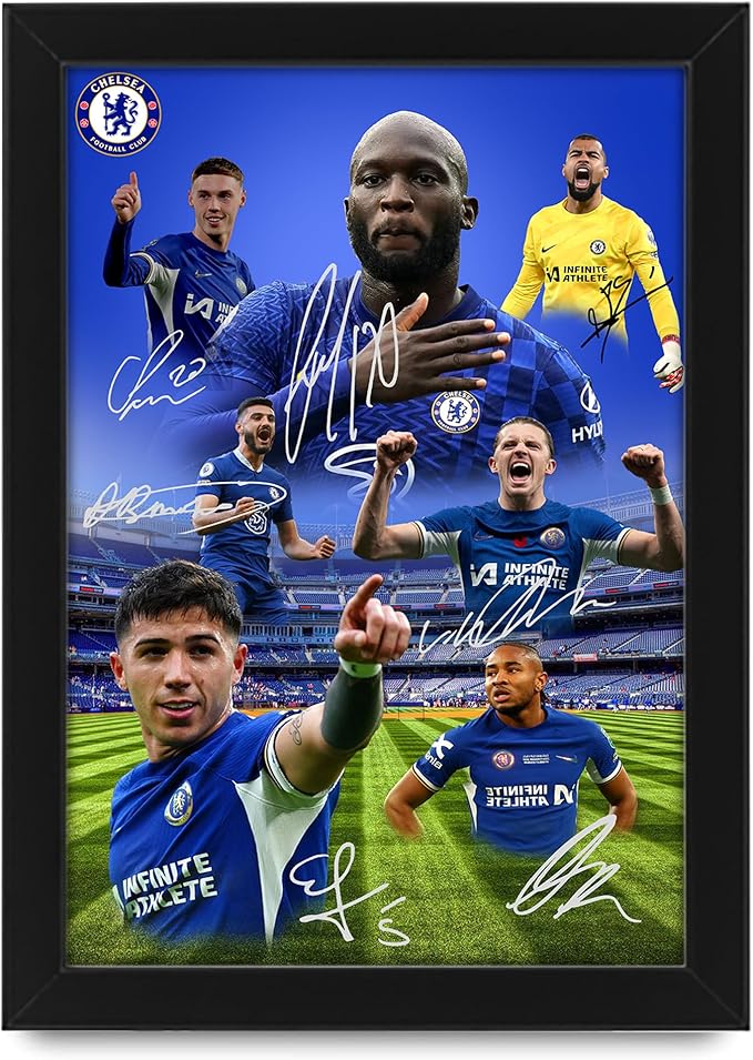 Chelsea Football Club 2024-25 Stars Merchandise Signed Poster Print- Limited Edition Autograph Football Fan Gift – Collectible Memorabilia, Premier League Season