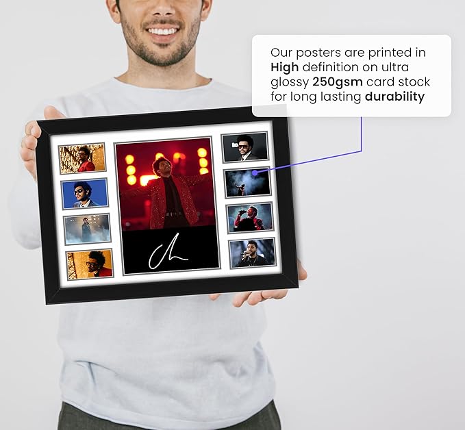 AllStarMedia The Weeknd Autographed Collage Poster Print - Music Wall Art Decor for Bedroom or Dorm Room - Limited Edition Poster, Gift for Music Lovers