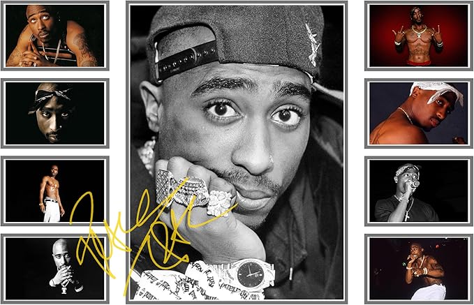 AllStarMedia Tupac Shakur Signed Poster Print - Limited Autograph Collage Artwork