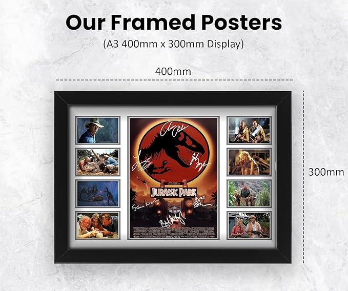 AllStarMedia Jurassic Park Movie Signed Print Poster - Classic Sci-Fi Film Artwork - Limited Edition Collectible - Autographed by the Stars