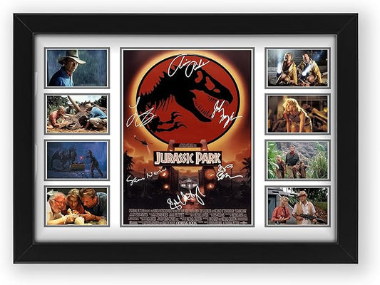 AllStarMedia Jurassic Park Movie Signed Print Poster - Classic Sci-Fi Film Artwork - Limited Edition Collectible - Autographed by the Stars