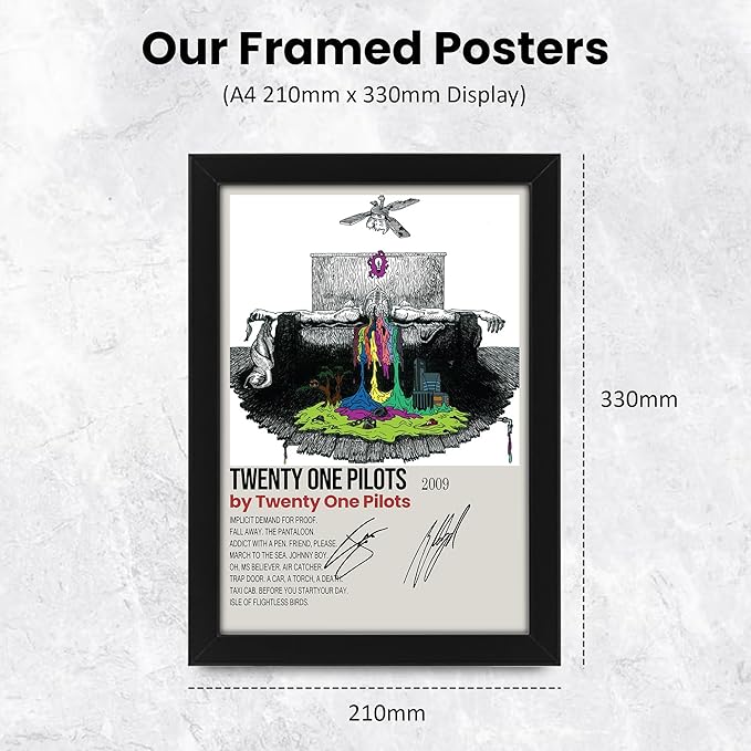 AllStarMedia Twenty One Pilots Song Implicit Demand for Proof Signed Poster – Limited Edition Autographed Collectible – Perfect Fan Gift