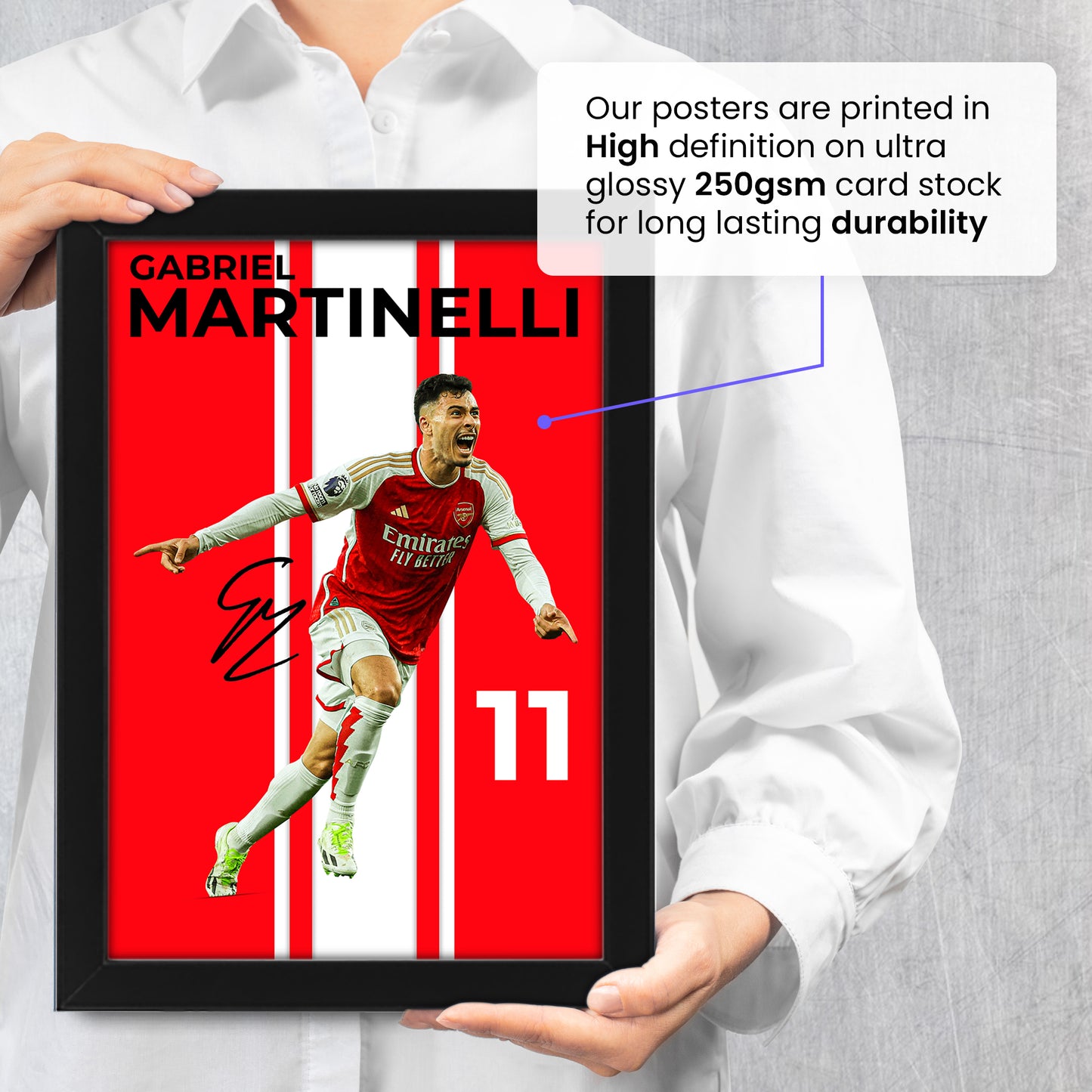 Gabriel Martinelli Signed Poster Print - Limited Edition Autographed Memorabilia - Perfect Fan Gift for Arsenal FC Supporters