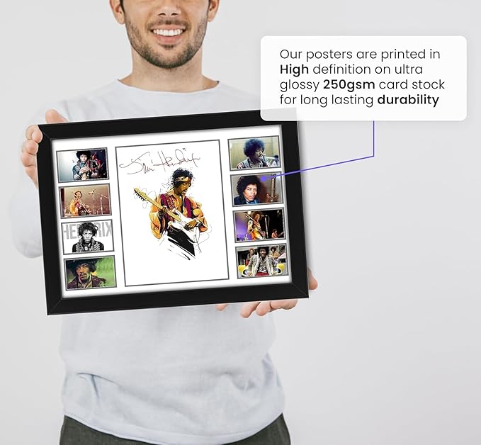 Jimi Hendrix Signed Poster Print- Limited Edition Autograph Fan Gift – Collectible Memorabilia Merchandise Guitarist Songwriter