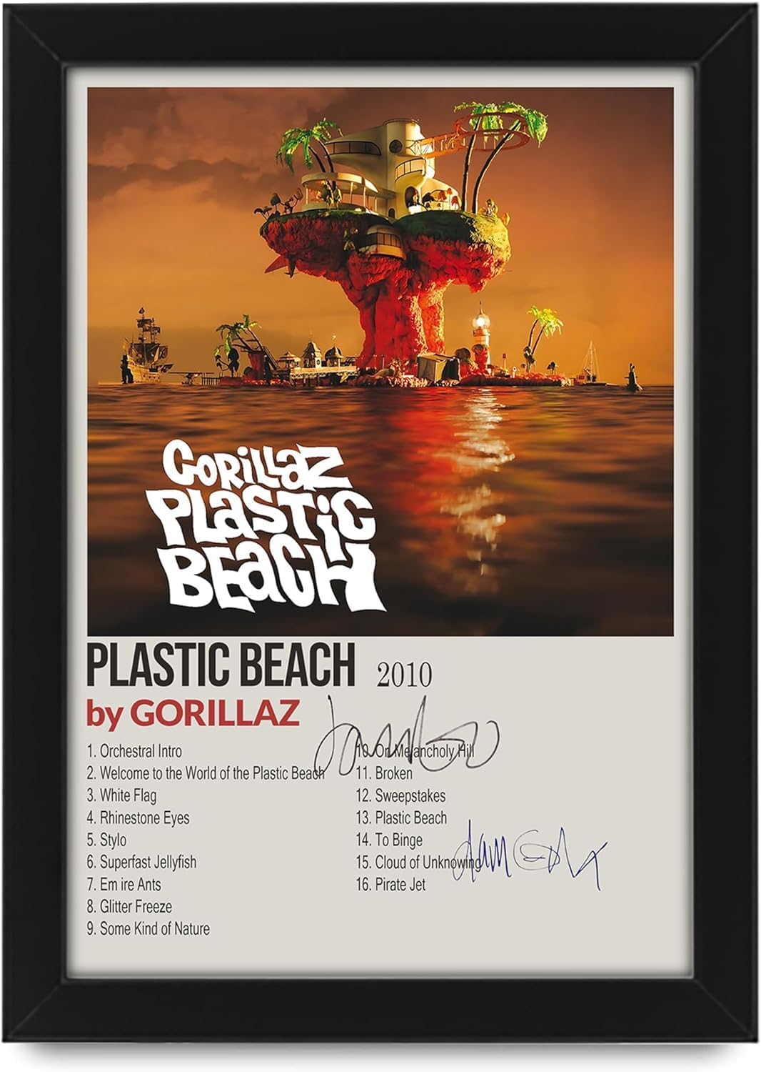 Gorillaz Plastic Beach Signed Poster Print- Limited Edition Autograph Fan Gift – Collectible Memorabilia Merchandise