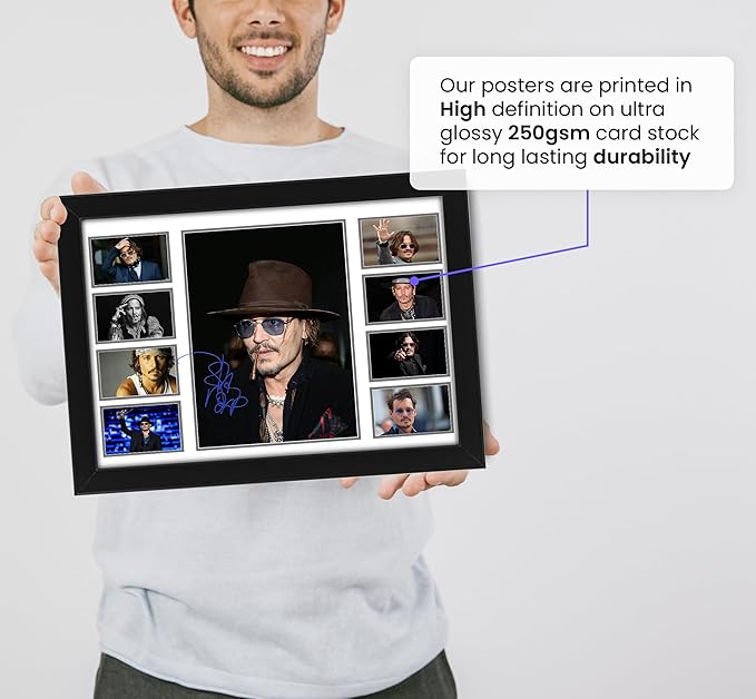 Johnny Depp Signed Poster Print- Limited Edition Autograph Fan Gift – Collectible Memorabilia Merchandise | Best Movies - Pirates of the Caribbean, Edward Scissorhands