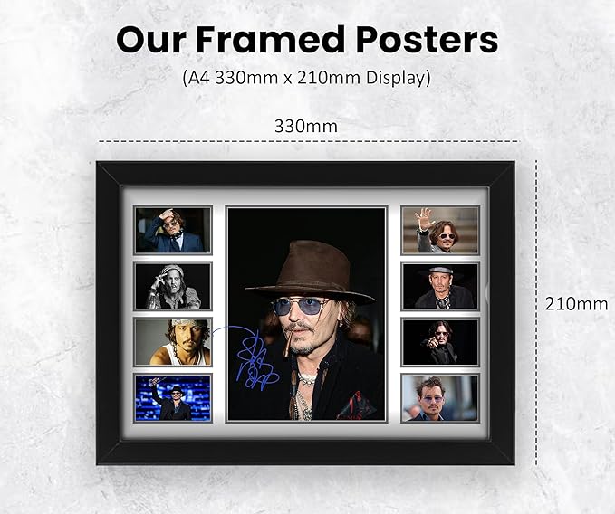 Johnny Depp Signed Poster Print- Limited Edition Autograph Fan Gift – Collectible Memorabilia Merchandise | Best Movies - Pirates of the Caribbean, Edward Scissorhands