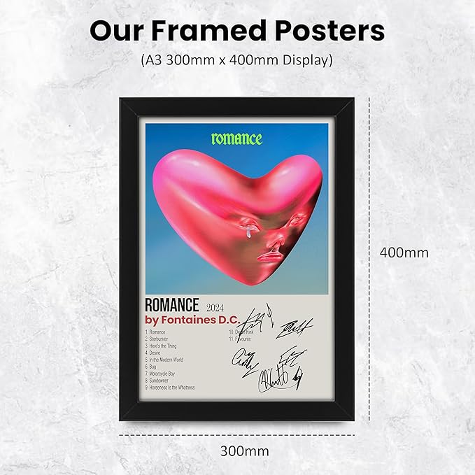 Fontaines DC Romance Signed Poster Print- Limited Edition Autograph Fan Gift – Collectible Memorabilia Merchandise