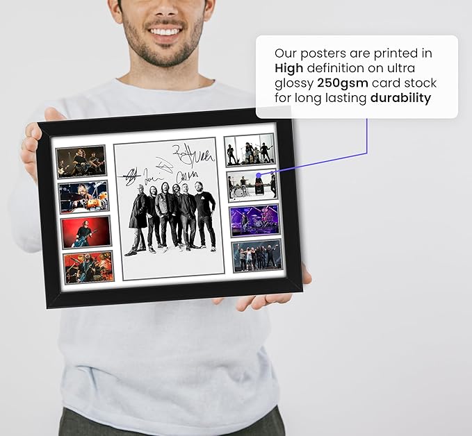 Foo Fighters Signed Poster Print- Limited Edition Autograph Fan Gift – Collectible Memorabilia (Dave Grohl, Taylor Hawkins, Pat Smear, Nate Mendel, Chris Shiflett, Rami Jaffee)