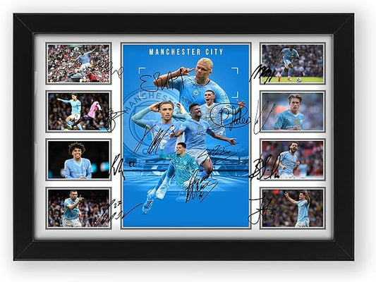 Manchester City FC 2024-25 Team Merchandise Signed Poster Print- Limited Edition Autograph Football Fan Gift – Collectible Memorabilia, Premier League Season