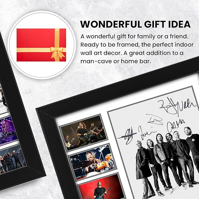 Foo Fighters Signed Poster Print- Limited Edition Autograph Fan Gift – Collectible Memorabilia (Dave Grohl, Taylor Hawkins, Pat Smear, Nate Mendel, Chris Shiflett, Rami Jaffee)