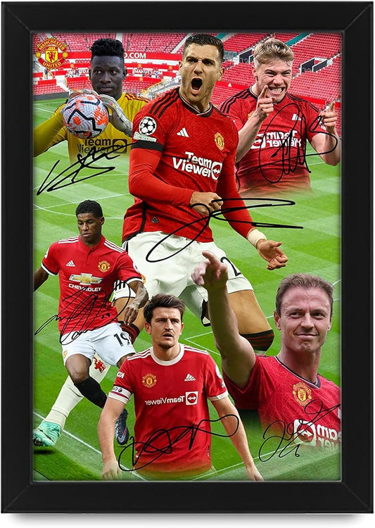 Manchester United Football Club 2024-25 Stars Merchandise Signed Poster Print- Limited Edition Autograph Football Fan Gift – Collectible Memorabilia, Man UTD FC Signed Merch