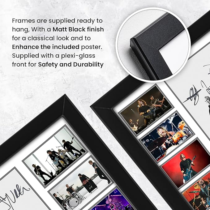 Foo Fighters Signed Poster Print- Limited Edition Autograph Fan Gift – Collectible Memorabilia (Dave Grohl, Taylor Hawkins, Pat Smear, Nate Mendel, Chris Shiflett, Rami Jaffee)