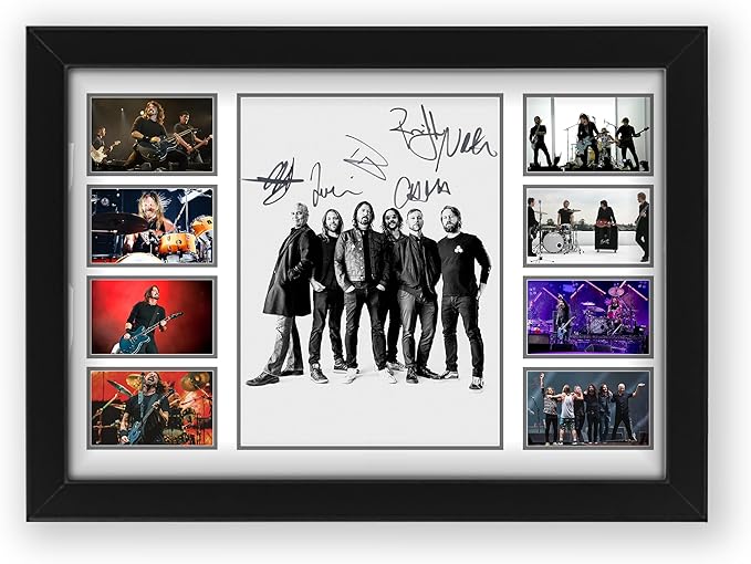Foo Fighters Signed Poster Print- Limited Edition Autograph Fan Gift – Collectible Memorabilia (Dave Grohl, Taylor Hawkins, Pat Smear, Nate Mendel, Chris Shiflett, Rami Jaffee)