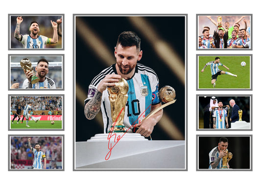 Lionel Messi 2022 World Cup Winner's Signed Poster| Limited Edition Autographed Football Memorabilia | Argentina FC