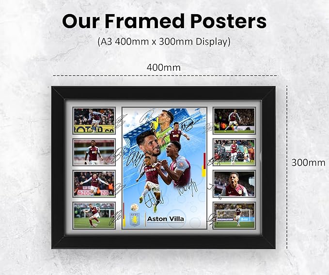 Aston Villa FC 2024-25 Team Merchandise Signed Poster Print- Limited Edition Autograph Football Fan Gift – Collectible Memorabilia, Premier League Season