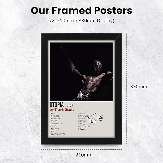 Travis Scott - Utopia Signed Poster Print- Limited Edition Autograph Fan Gift – Collectible Memorabilia Merchandise