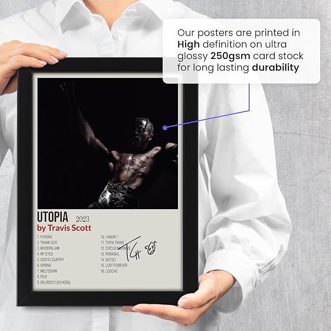 Travis Scott - Utopia Signed Poster Print- Limited Edition Autograph Fan Gift – Collectible Memorabilia Merchandise